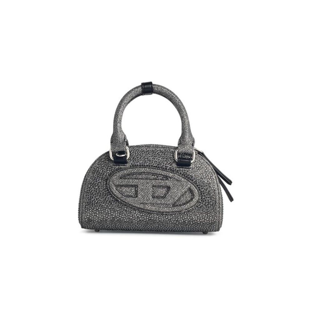Diesel 'Dr Dome Bowling' Black Glitter Fabric Bag Women